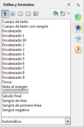 Panel Estilos y Formato