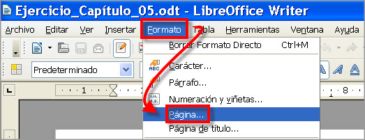 Menú formato