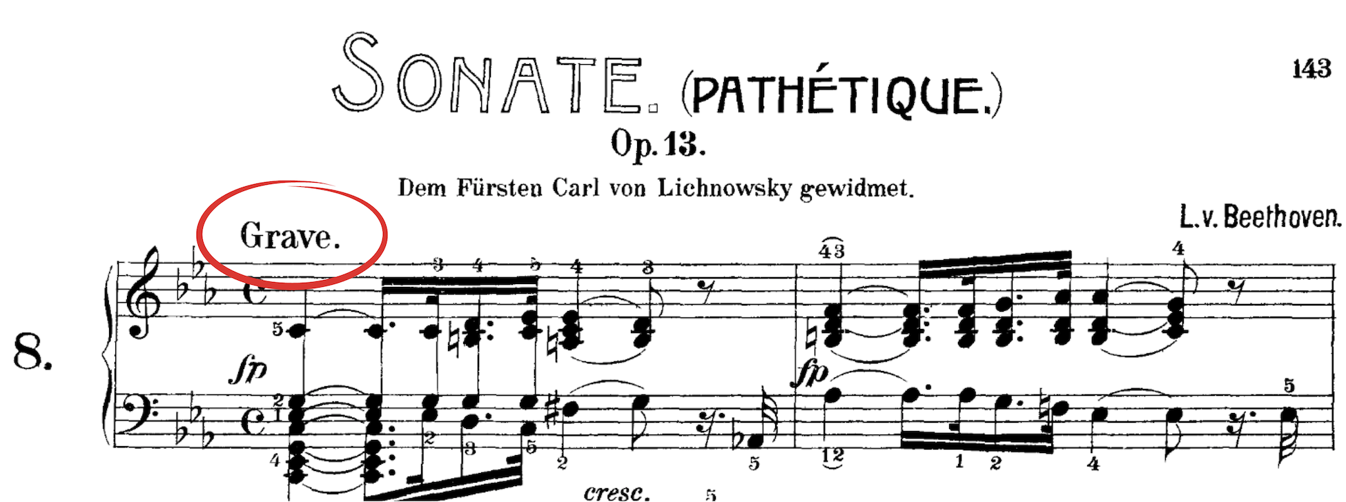 Comienzo de la sonata . Comienzo de la sonata op. 13 de Beethoven (Patética).