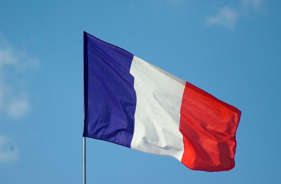 Bandera de Francia ondenado al viento.