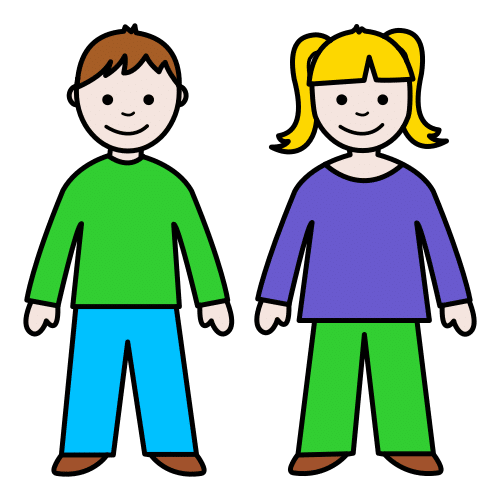 La imagen muestra a un niño y una niña. Un grupo de dos.