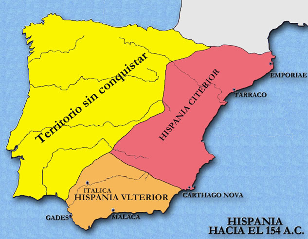 Mapa de Hispania en el 154 a.n.e.