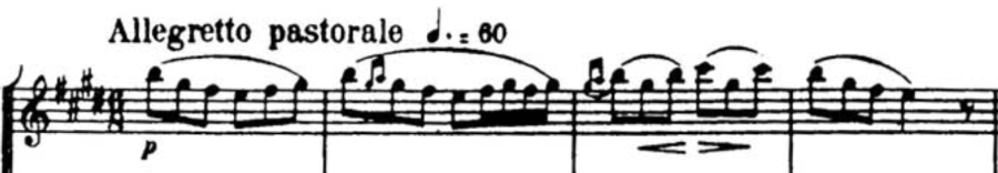 Comienzo de la partitura de "La Mañana", de E. Grieg.