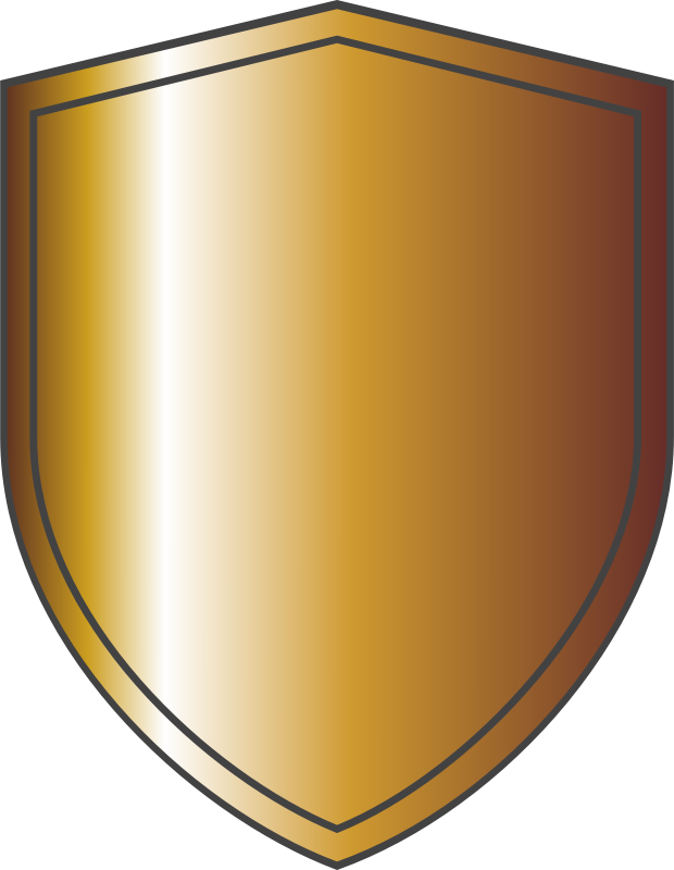 La imagen muestra un escudo dorado