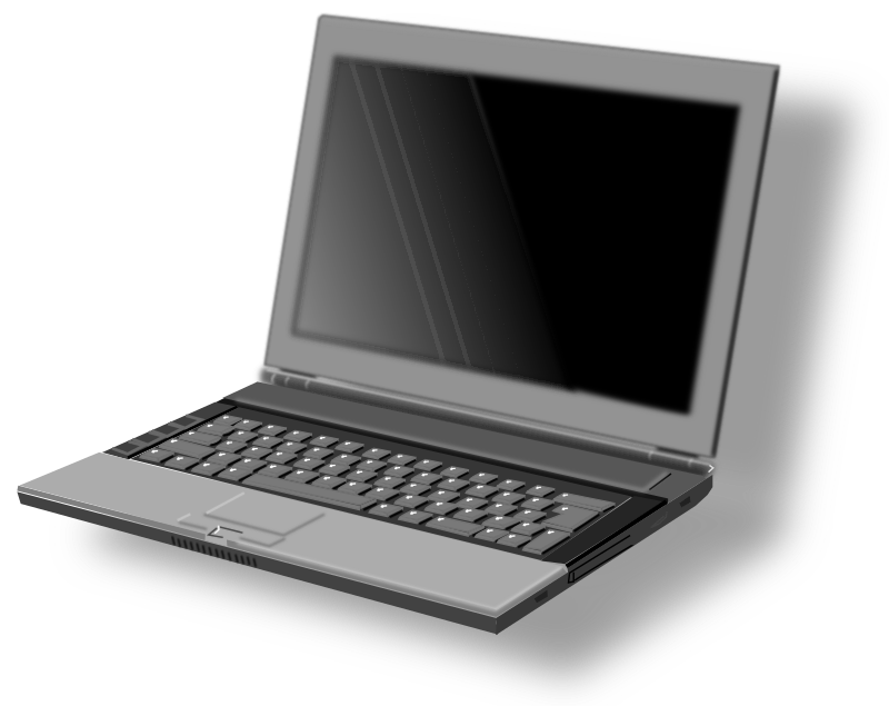 La imagen muestra un portátil de color gris abierto