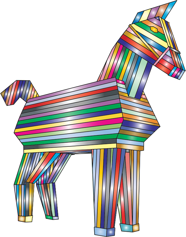 La imagen muestra un caballo de troya de colores