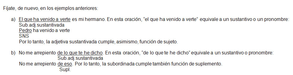 Oraciones adjetivas sustantivadas