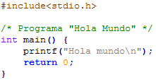 Hola mundo en lenguaje C