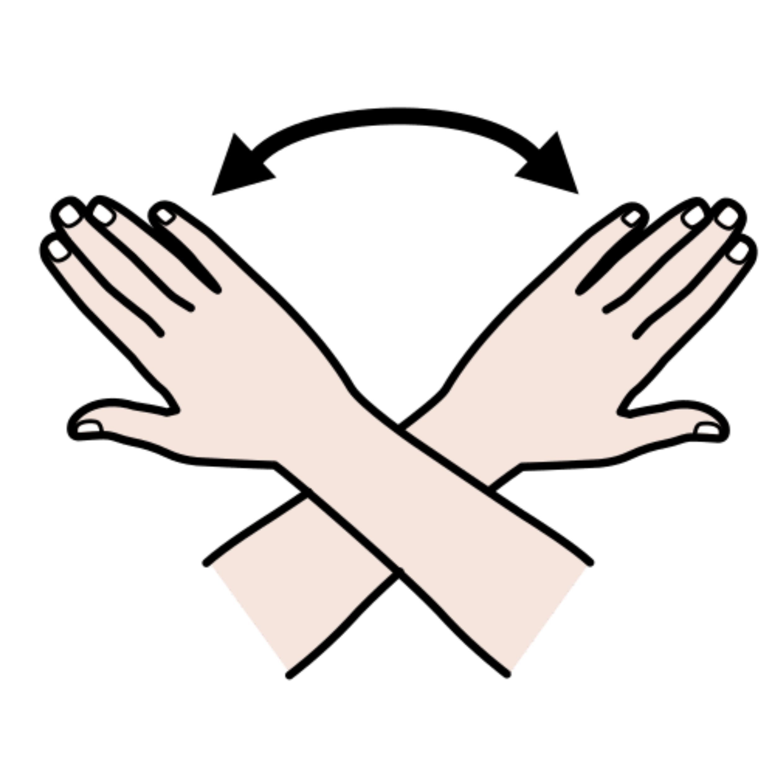 La imagen muestra un par de brazos cruzándose, haciendo el gesto de terminar