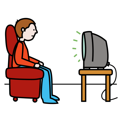 La imagen muestra a una persona viendo la televisión