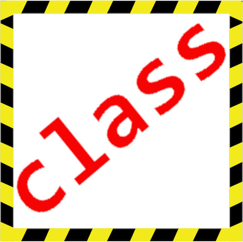 Imagen con un marco de cinta amarilla y negra en el que se incluye la palabra class