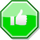 Símbolo de ok en una señal de color verde  