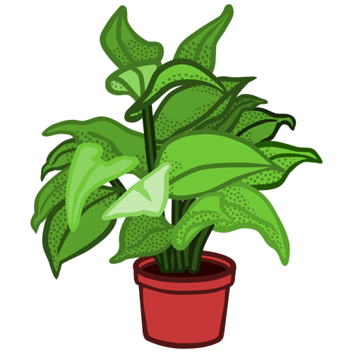 Planta verde con varias hojas en una maceta marrón.