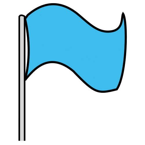 Imagen de una bandera azul sobre un mástil.