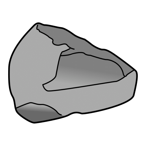 Piedra en color gris y forma triangular.