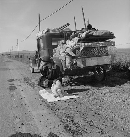 Broke, baby sick, and car trouble. Fotografía de Dorothea Lange de 1937
