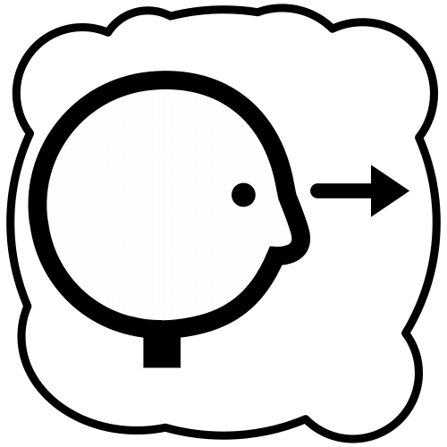 La imagen muestra la figura de una persona de la que sale una flecha desde la parte de los ojos. 