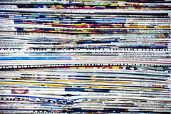 Piled newspapers