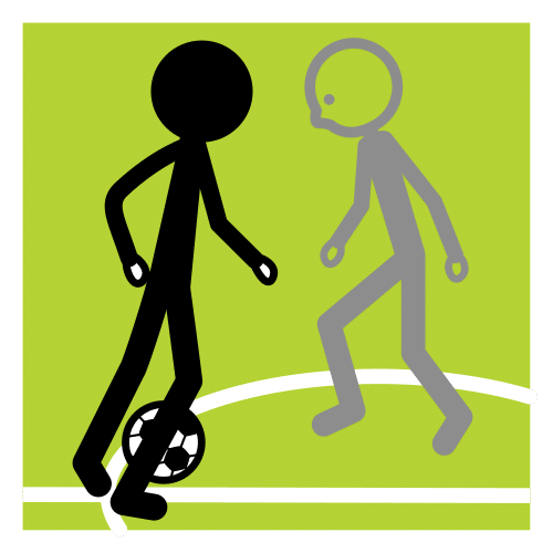 La imagen muestra dos personas jugando al fútbol
