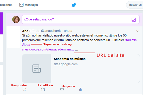 Mensaje twitter