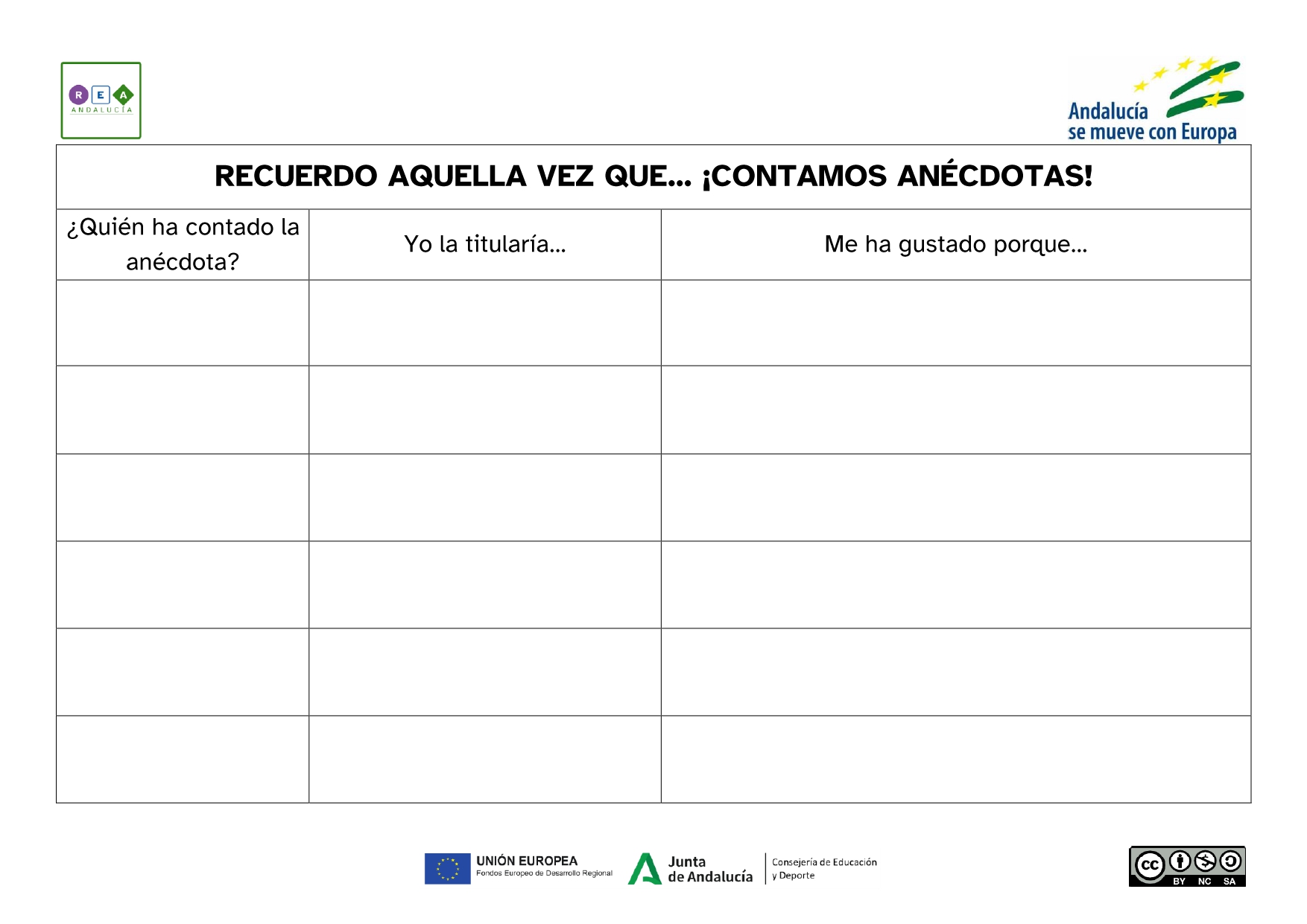 Tabla con tres columnas a rellenar 