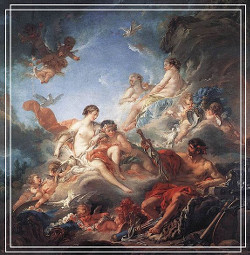 Vulcano da a Venus las armas que ha construido para Eneas