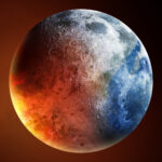 	la imagen muestra un planeta con diferentes colores, situado en el espacio