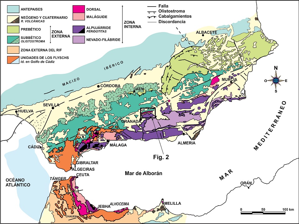 Mapa geológico de las Béticas