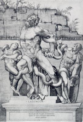 Laocoonte. Grabado de Marco Dente