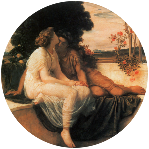 Pareja de jóvenes enamorados en el jardín