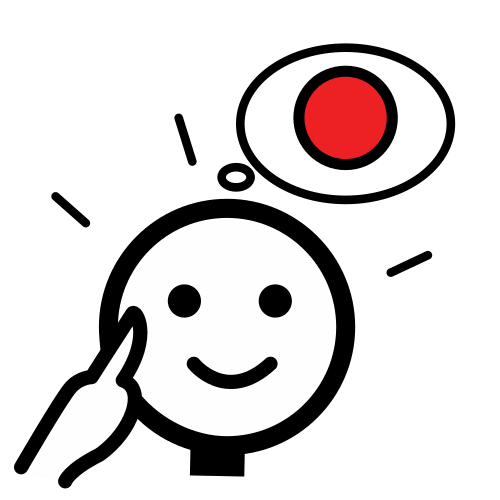 La imagen muestra una persona recordando. Tiene una mano en la sien y de su cabeza sale un globo de pensamiento con un círculo rojo dentro.