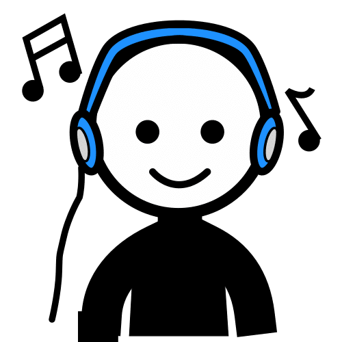 La imagen muestra a una persona escuchando música con unos auriculares de los que salen notas musicales.