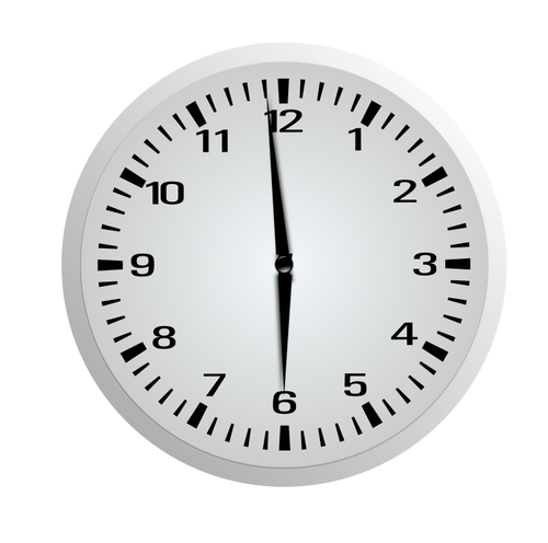 La imagen muestra un reloj analógico blanco y redondo con agujas y números en negro.