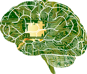 Imagen que muestra la mezcla de un cerebro y un sistema informático