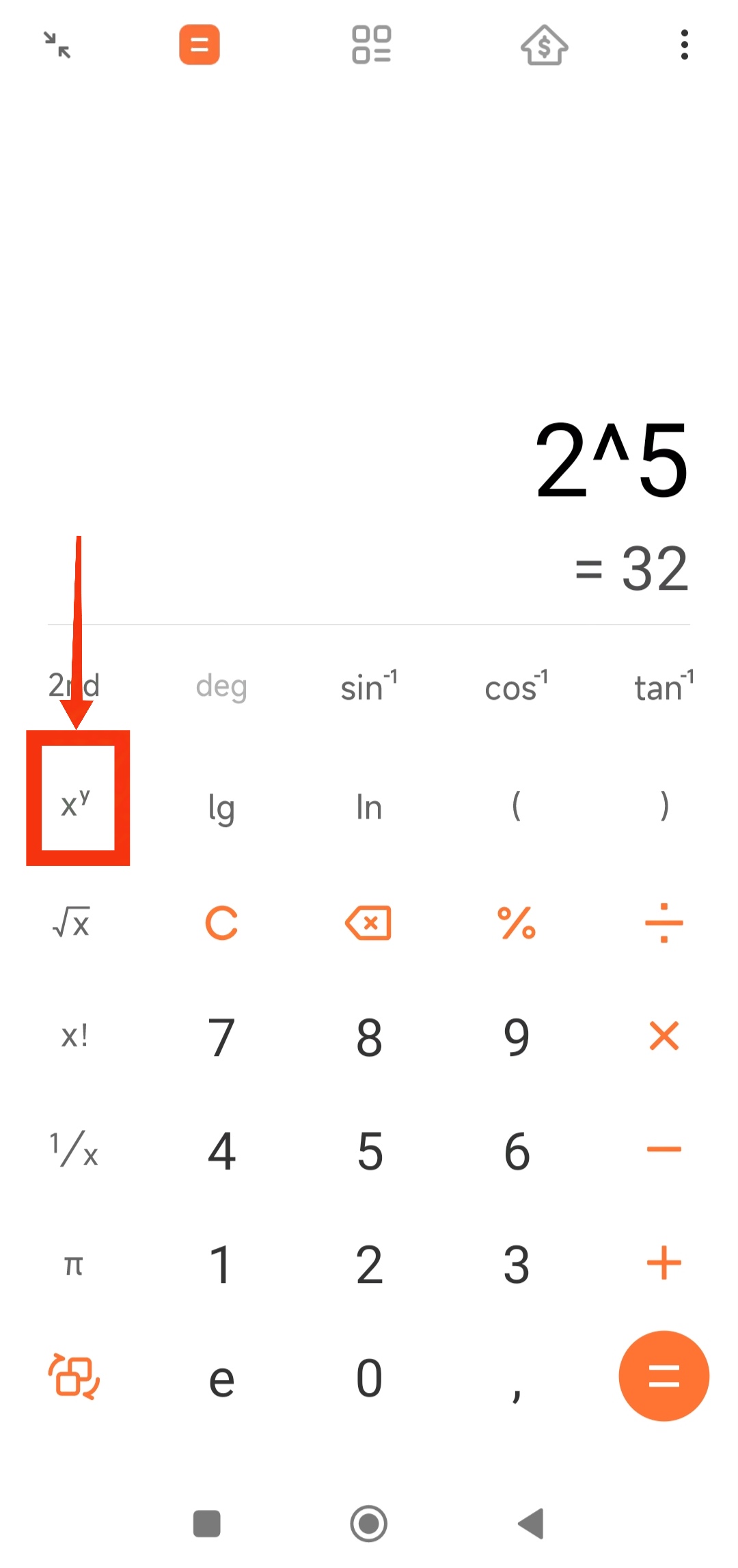 Potencias en la calculadora