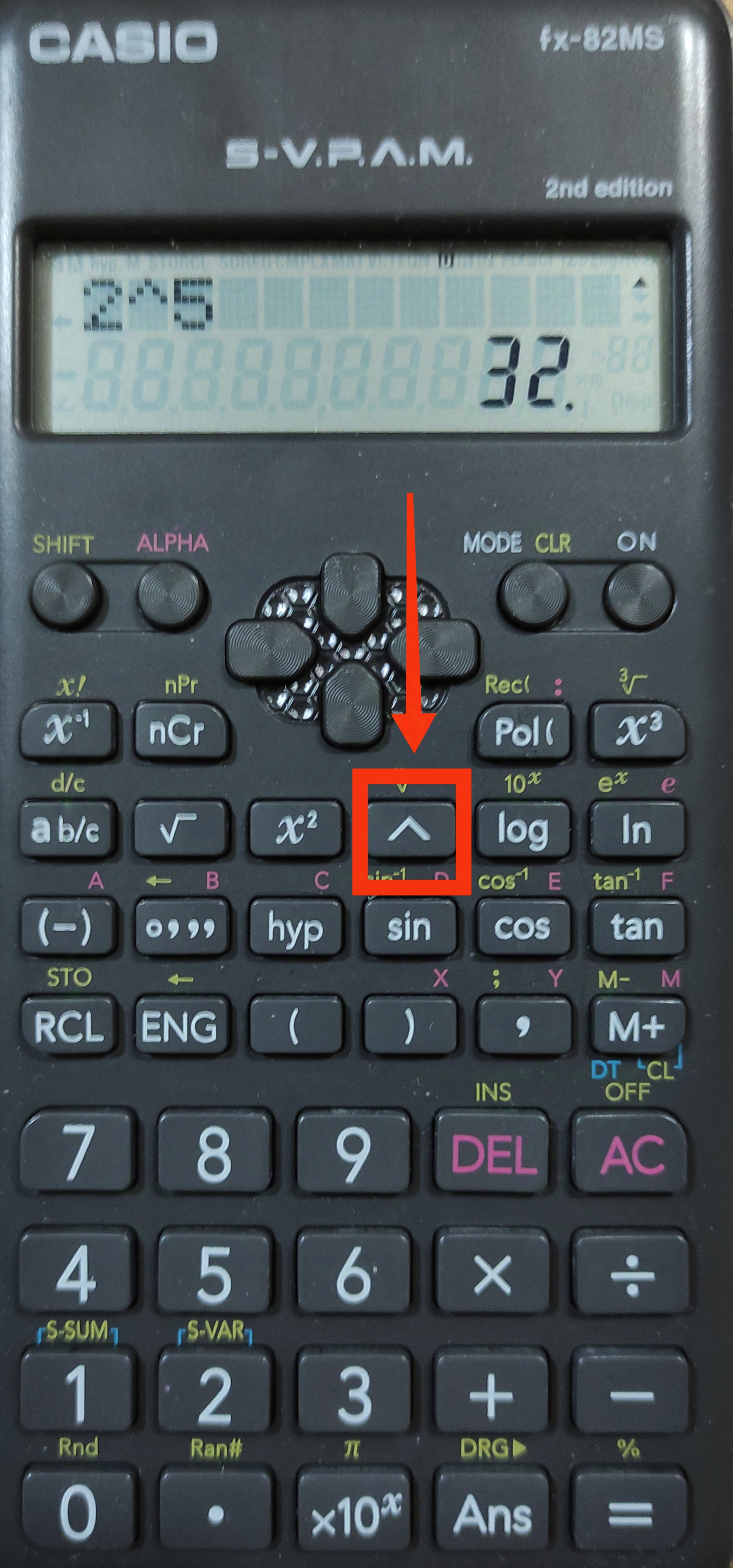Potencias en la calculadora