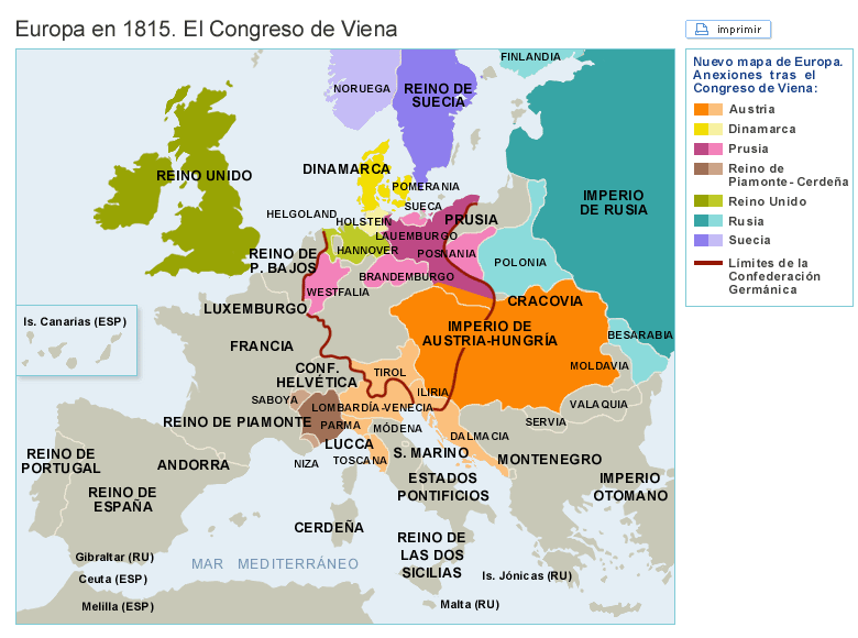 Mapa del Congreso de Viena