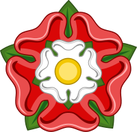 Símbolo de la dinastía Tudor, mezcla de la rosa roja de Lancaster y la blanca de York