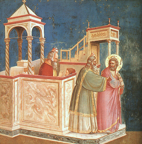 Joaquín expulsado del templo. Sin el sentido espacial del Giotto no se puede entender el Renacimiento pictórico