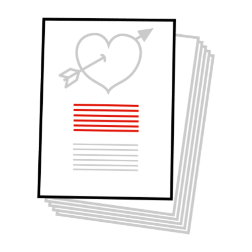 Imagen de papel con líneas rojas marcadas y de fondo un corazón con una flecha.