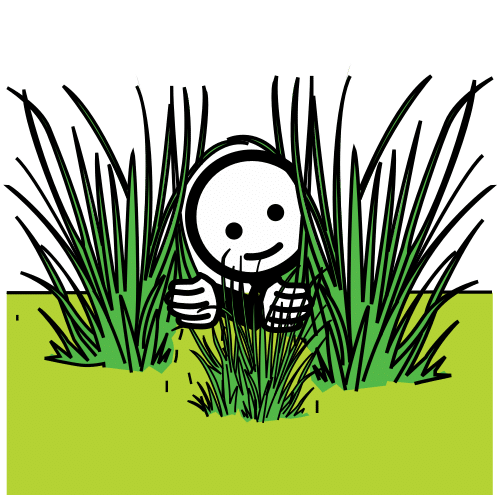 Imagen de una persona entre hierbas, buscando algo.