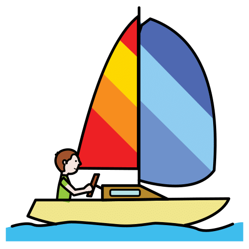 La imagen muestra a una persona navegando en un barco.         
