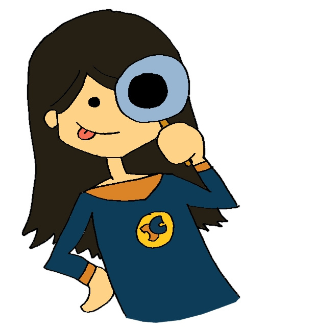 Dibujo de niña con lupa