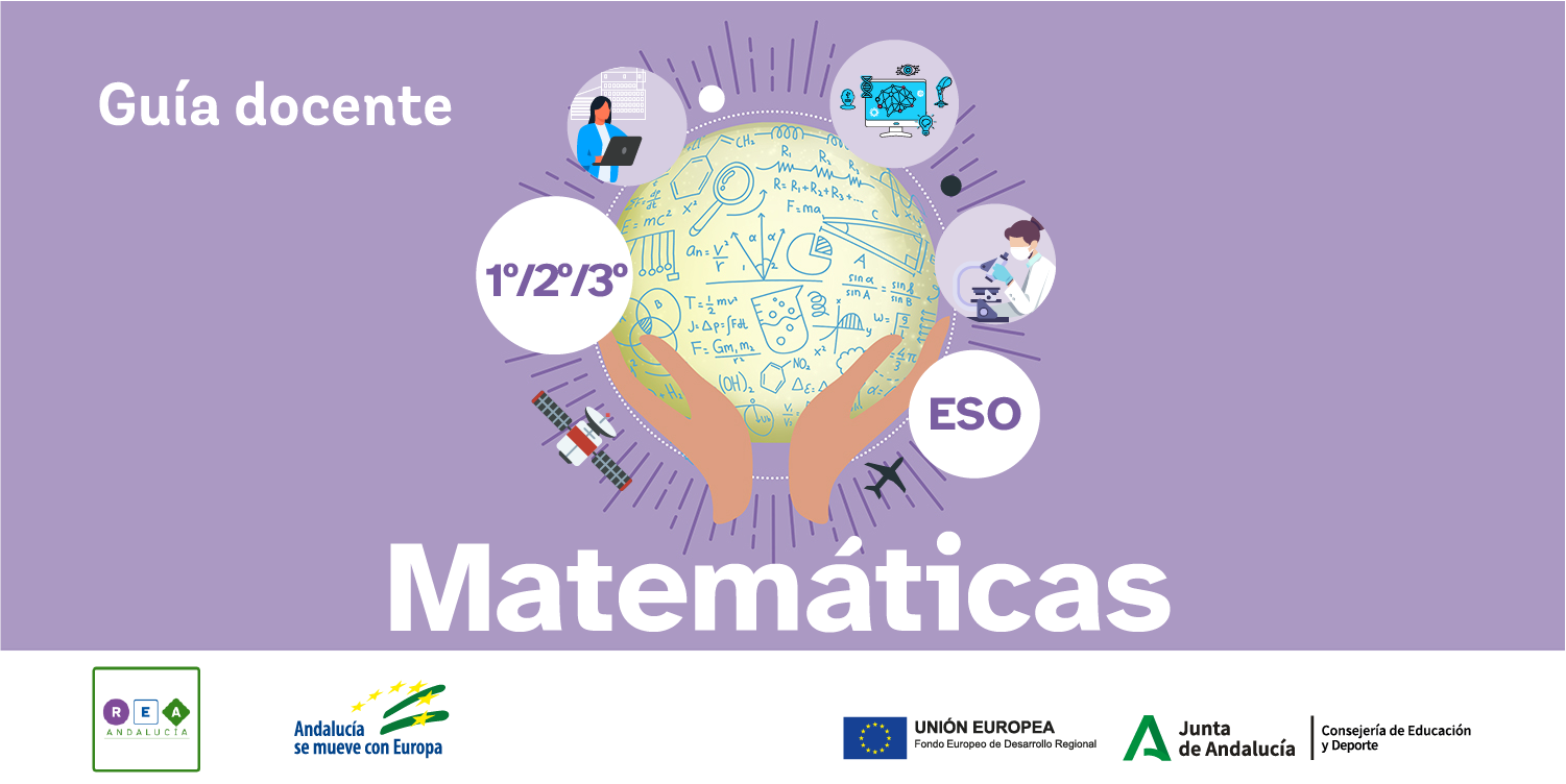La imagen muestra la portada de la guía docente de  matemáticas de 1º, 2º y 3º ESO