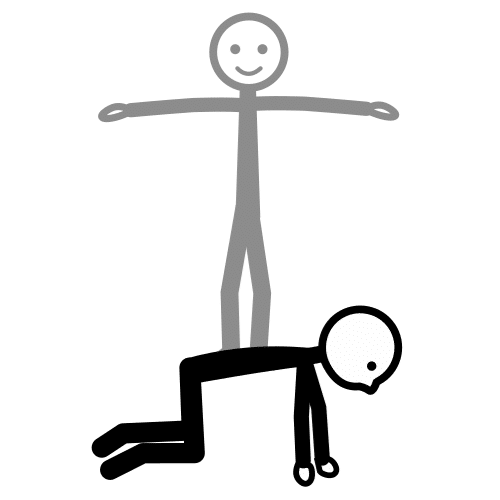 La imagen muestra a una persona en posición de cuadrupedia, sobre esta se ha subido otra persona.