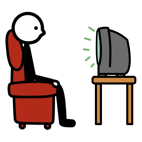 La imagen muestra a una persona sentada en el sillón viendo la televisión 