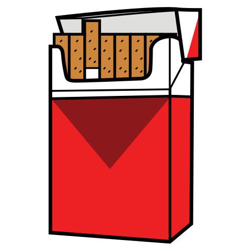 La imagen muestra un paquete de cigarrillos abierto