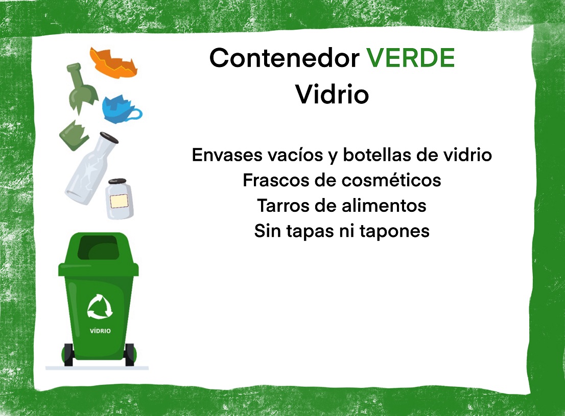 Contenedor verde para Vidrio.