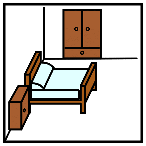 En la imagen aparece un pictograma que representa un dormitorio