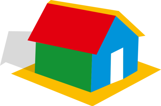 En la imagen puedes una casa con las paredes y el techo de diferentes colores